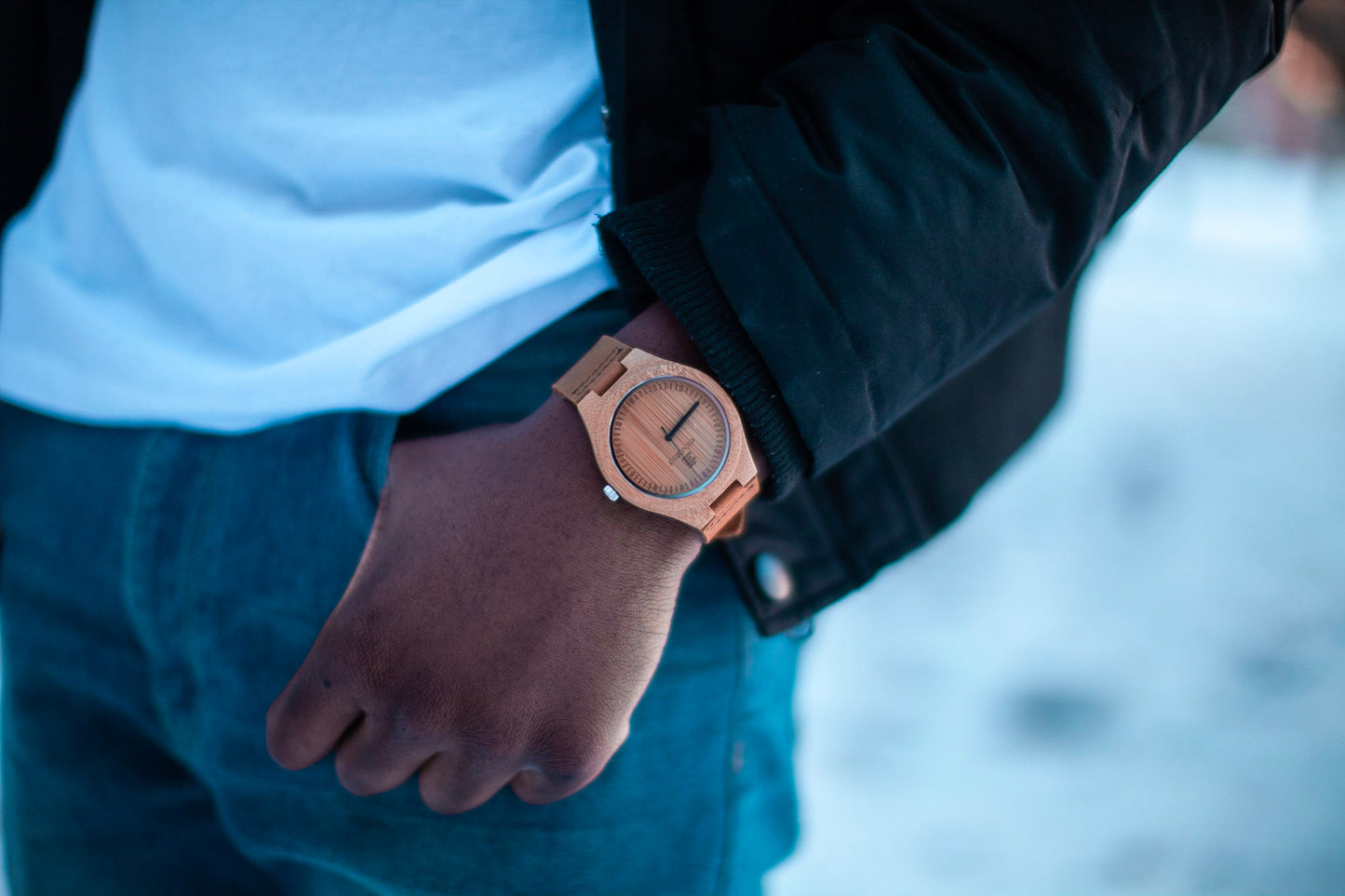 ABC | Bamboo watch with leather strap