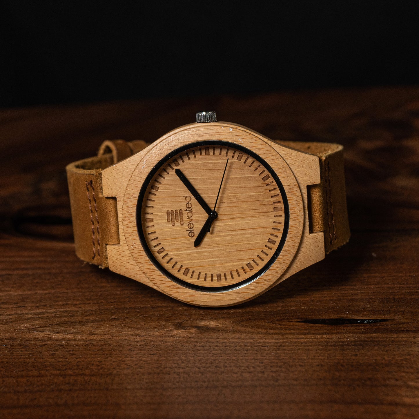 ABC | Bamboo watch with leather strap