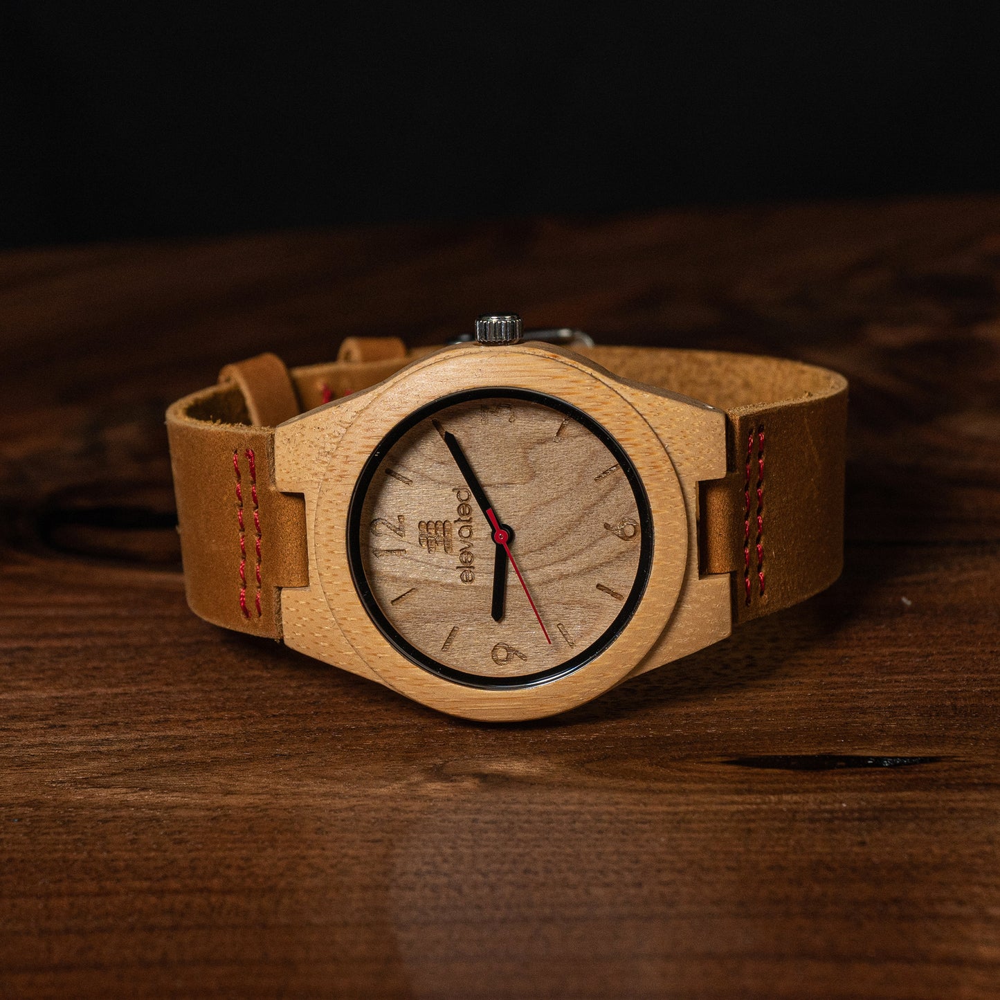 The Provincial | Ladies bamboo watch with genuine leather strap